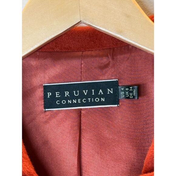Peruvian Connection Women's Size 4 Rust Orange Baby Alpaca & Wool Blazer Jacket - Picture 7 of 9